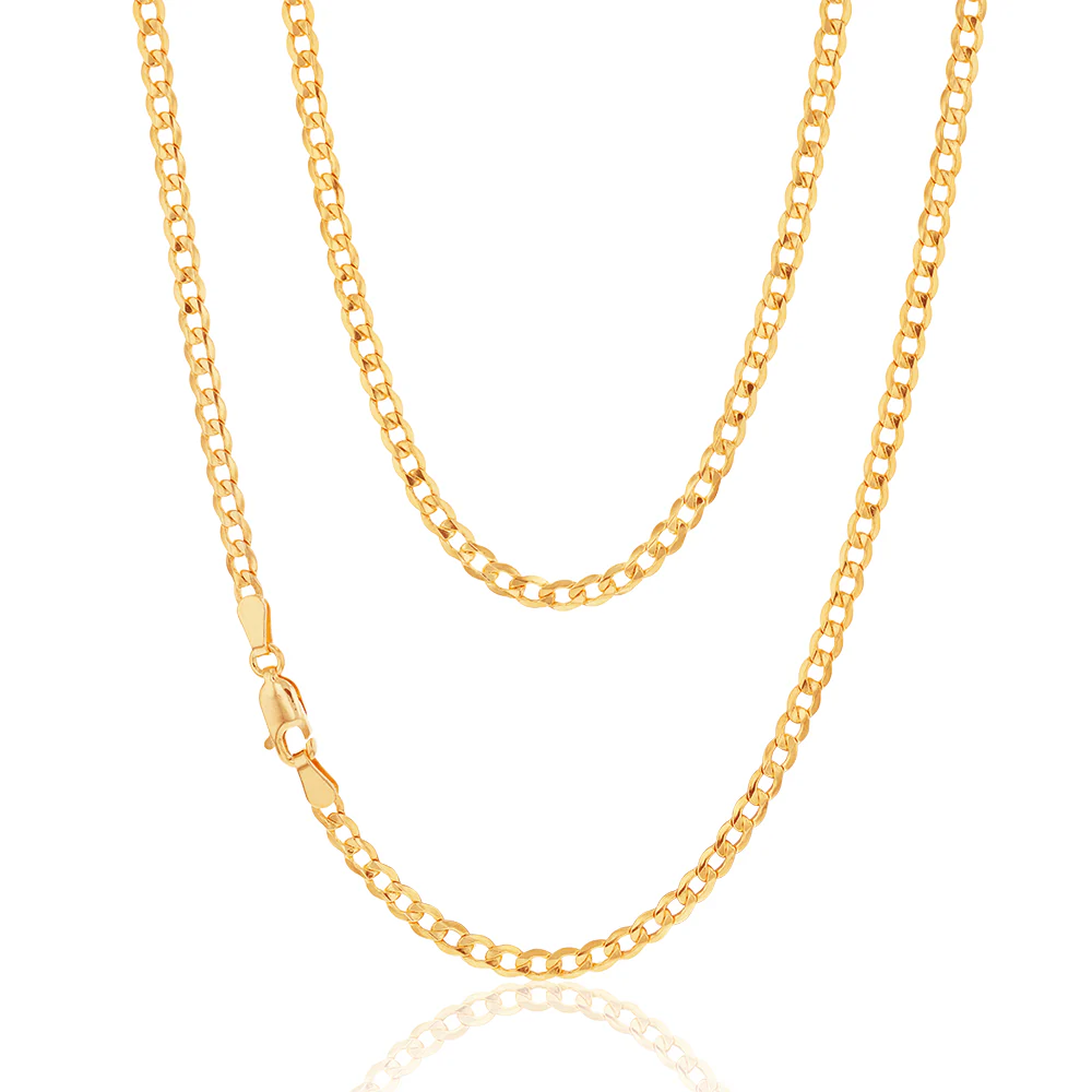 9ct Yellow Gold Silver Filled Super Flat Curb 80 Gauge 45cm Chain