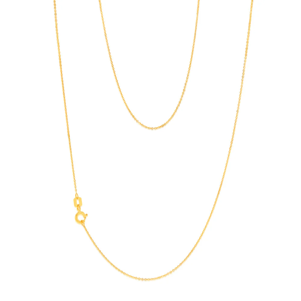 9ct Yellow Gold Silver Filled Trace 25 Gauge 50cm Chain
