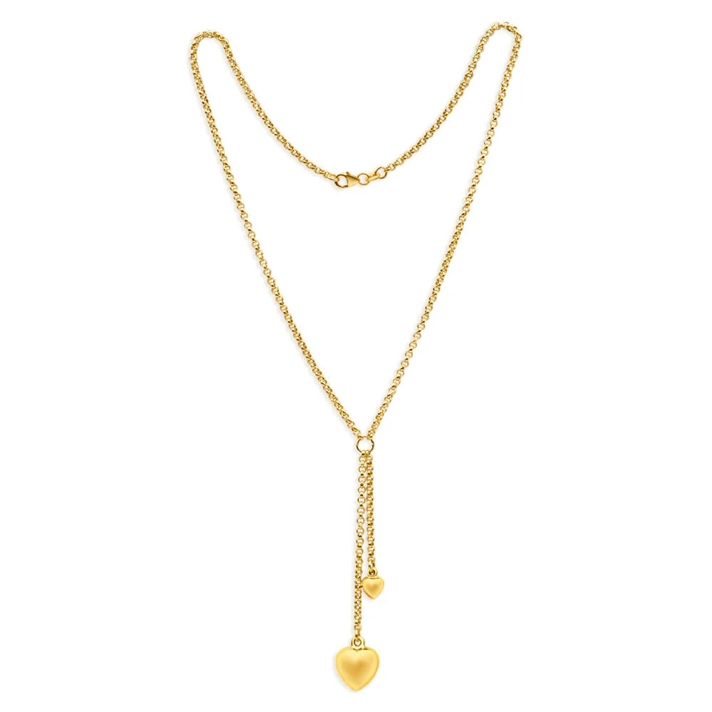 9ct Yellow Gold Silver Filled Two Heart Drop Fancy Chain
