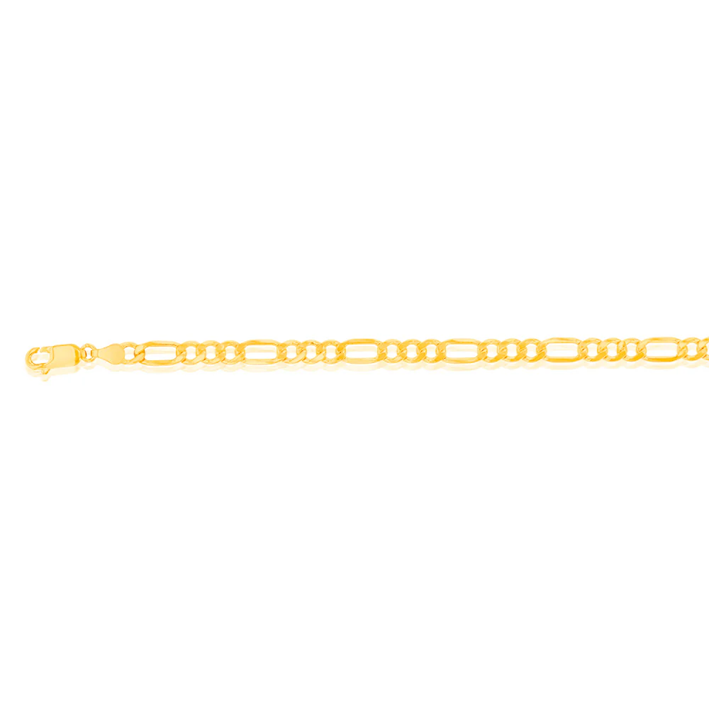 9ct Yellow Gold Silverfilled 115Gauge 1:3 Figaro 21cm Bracelet - Image 2