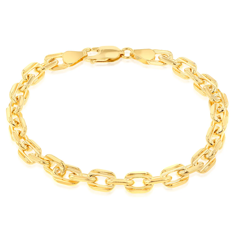 9ct Yellow Gold Silverfilled 160 Gauge Fancy 19cm Bracelet