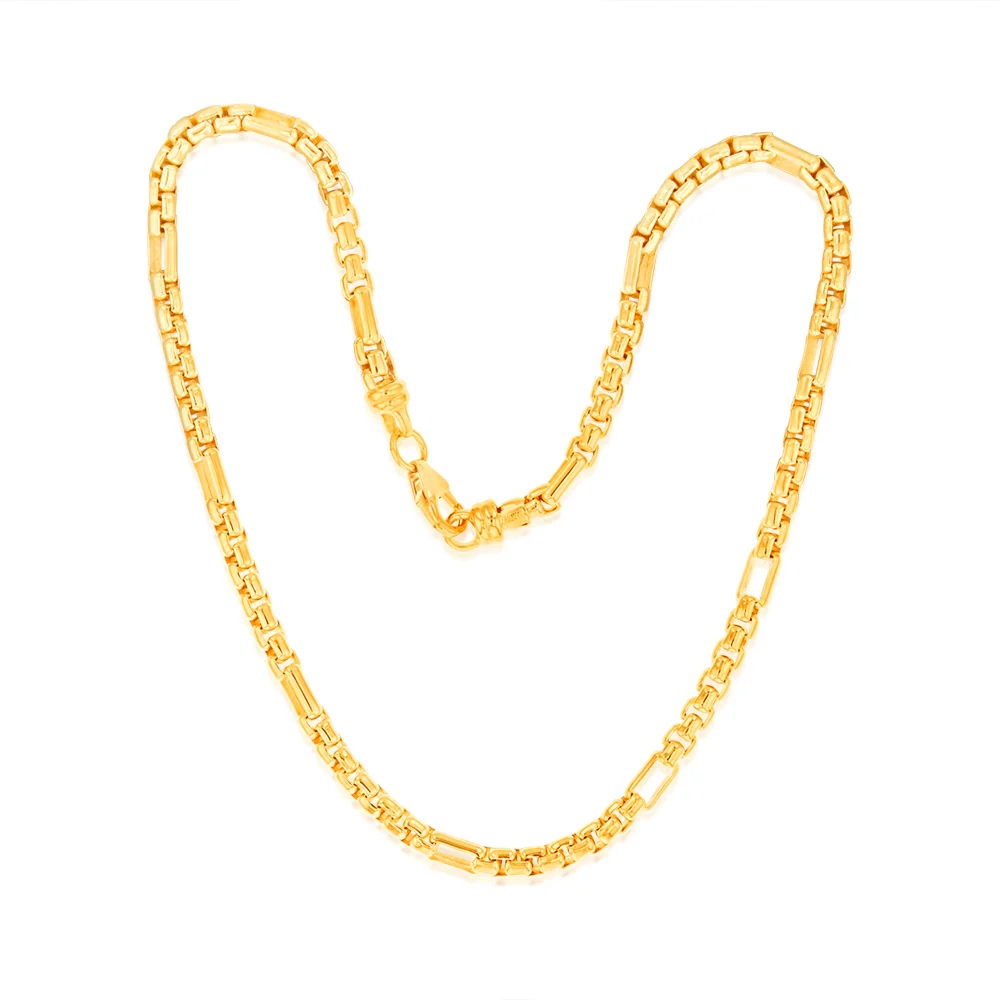 9ct Yellow Gold Silverfilled 55 Gauge Fancy 27cm Anklet