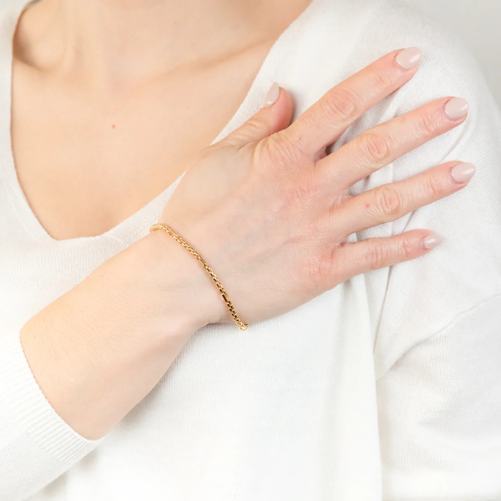 9ct Yellow Gold Silverfilled 55Gauge Fancy 19cm Bracelet - Image 3