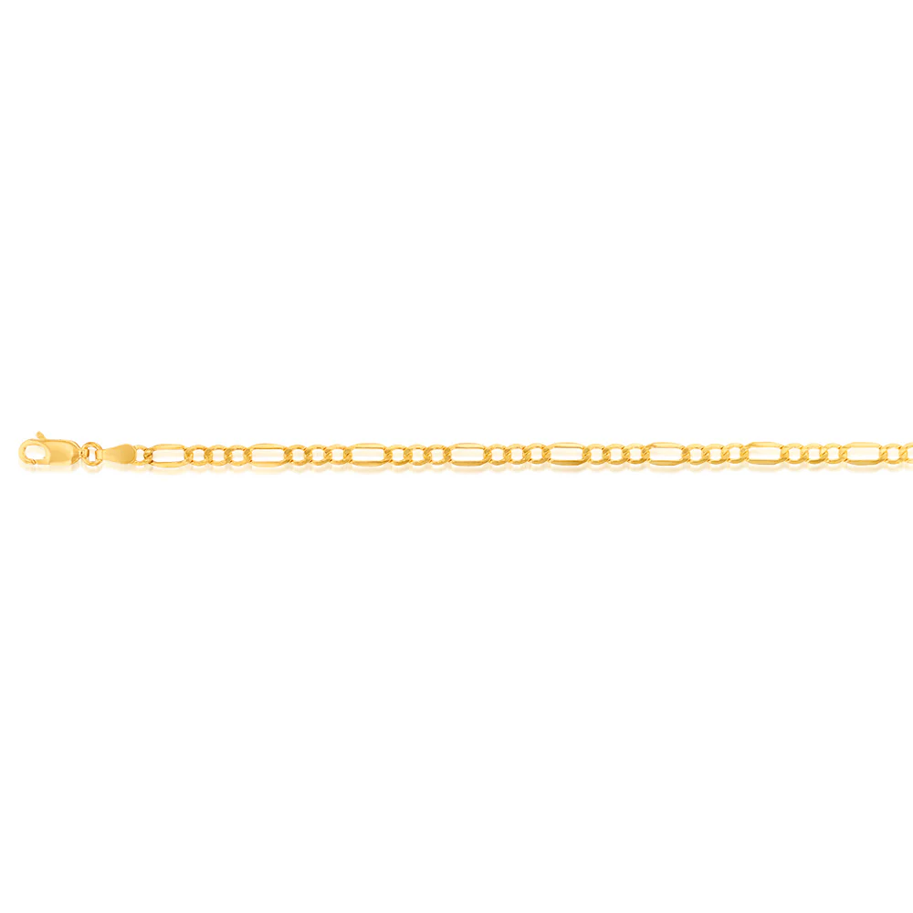 9ct Yellow Gold Silverfilled 80 Gauge Bevelled 1:3 Figaro 21cm Bracelet - Image 2