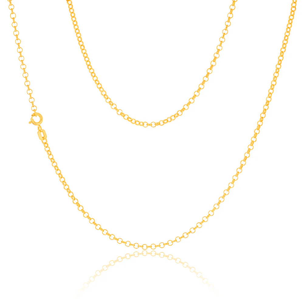9ct Yellow Gold Silverfilled Belcher 80 Gauge 45cm Chain