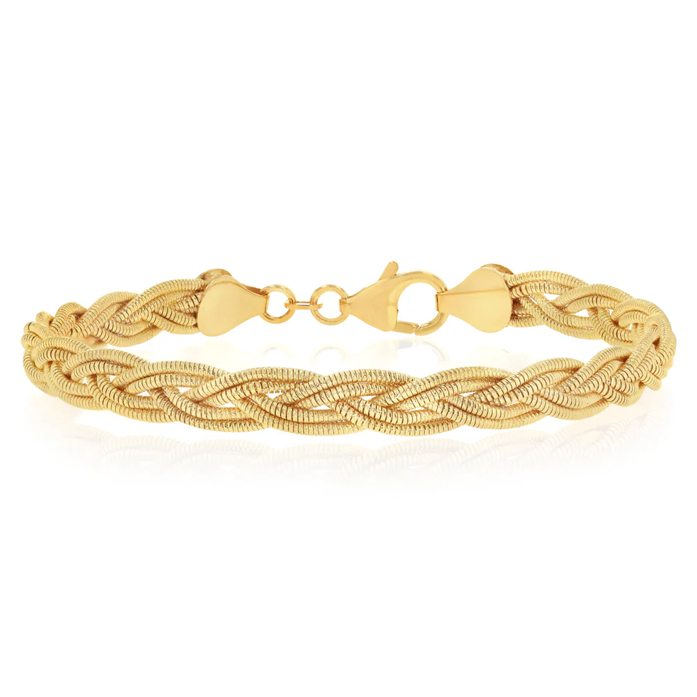 9ct Yellow Gold Silverfilled Braided Herringbone Bracelet