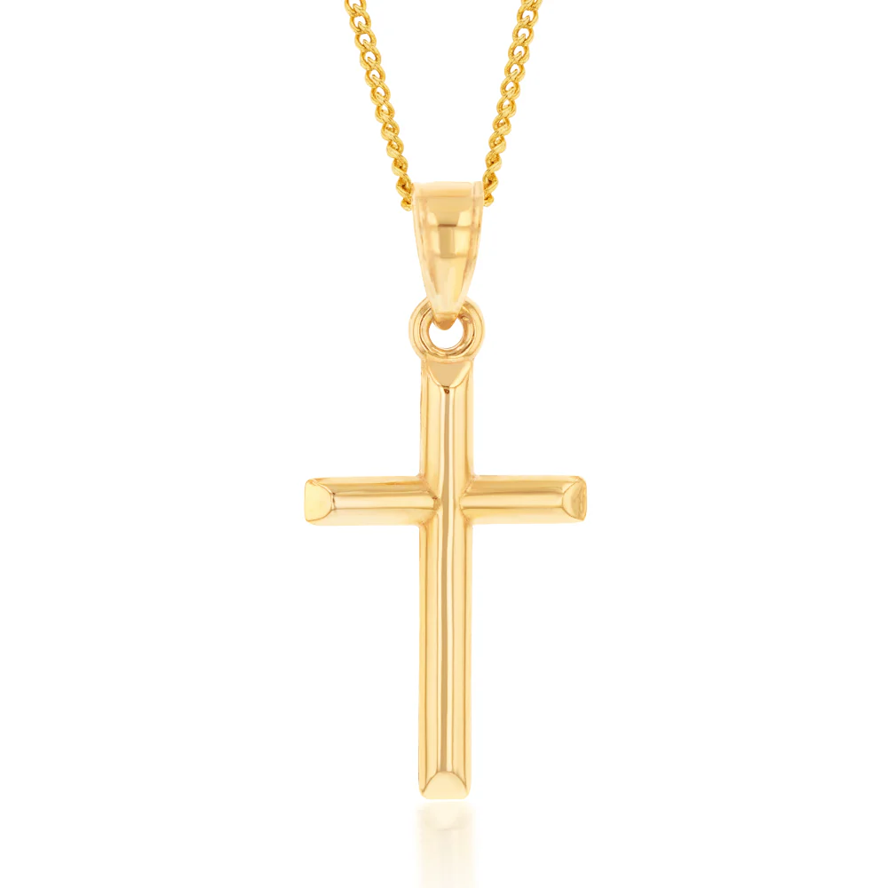 9ct Yellow Gold Silverfilled Cross Pendant