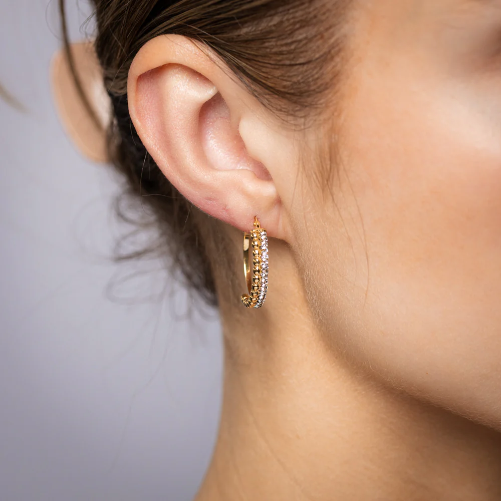 9ct Yellow Gold Silverfilled Crystals On Fancy Hoop Earrings - Image 2