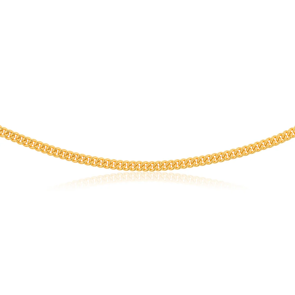 9ct Yellow Gold Silverfilled Cuban Curb Compact 4.4mm 50cm Chain - Image 2