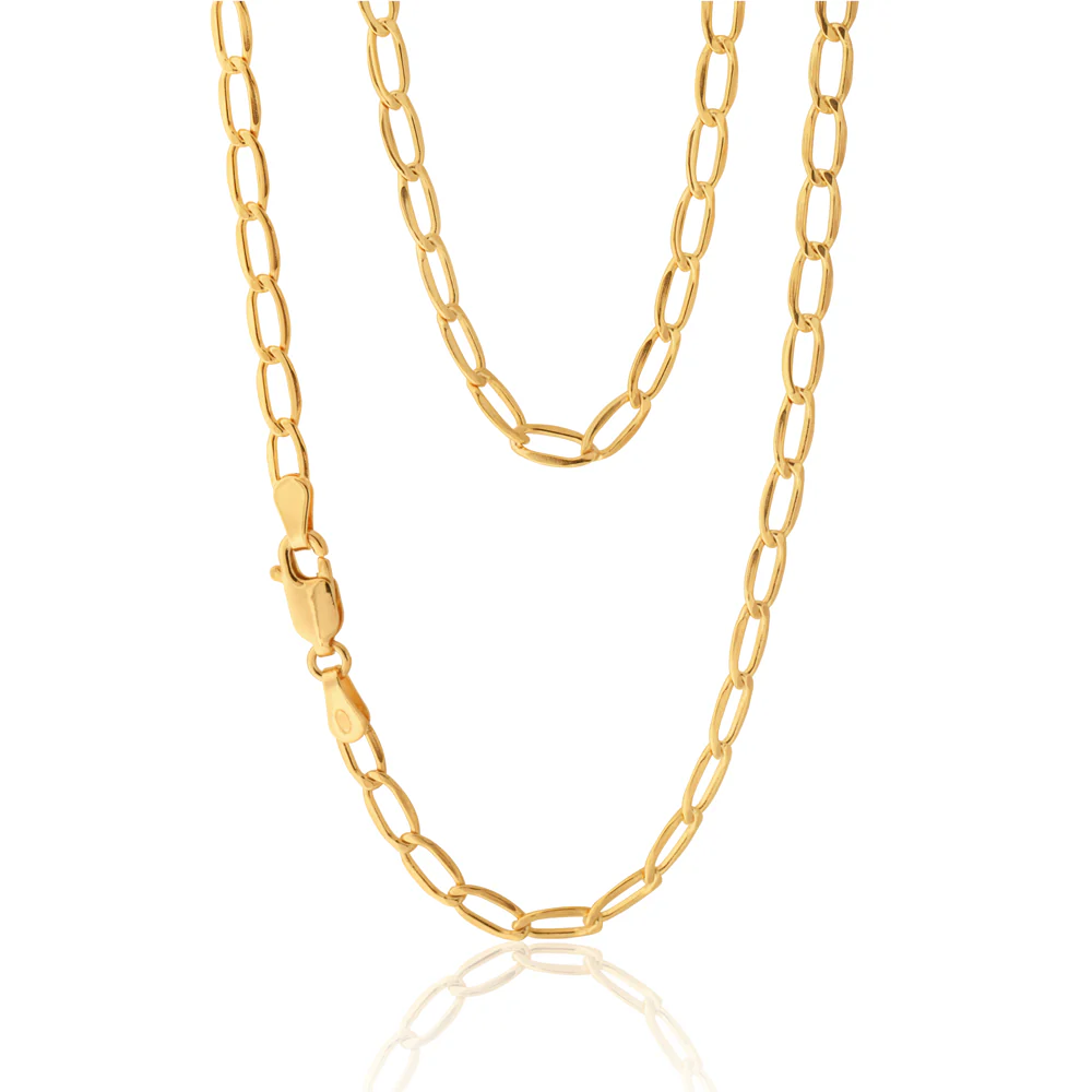 9ct Yellow Gold Silverfilled Curb 45cm Chain