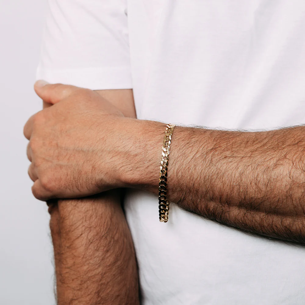 9ct Yellow Gold Silverfilled Curb Concave Lightweight 150 Gauge 21cm Bracelet - Image 3