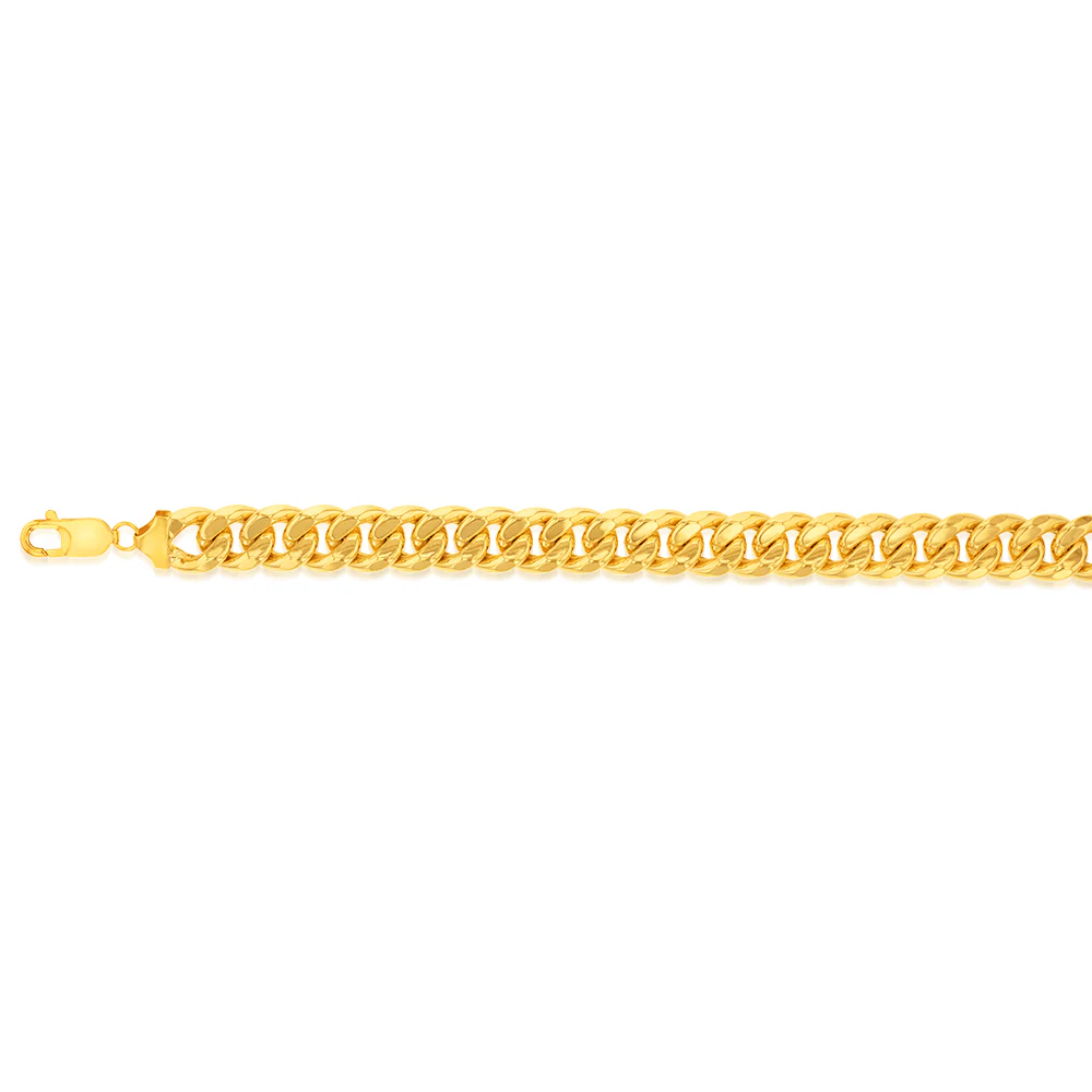 9ct Yellow Gold Silverfilled Diamond Cut Curb 300Gauge 23cm Bracelet - Image 2
