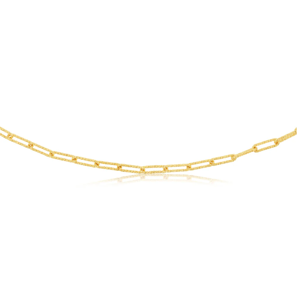 9ct Yellow Gold Silverfilled Diamond Cut Paperclip 45cm Chain - Image 2