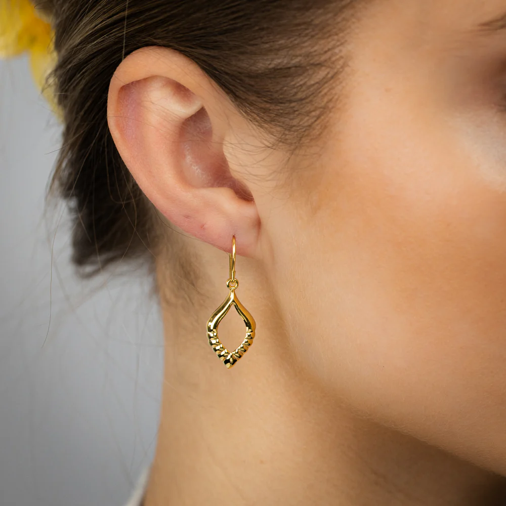 9ct Yellow Gold Silverfilled Diamond Shaped Open Drop Earrings - Image 2