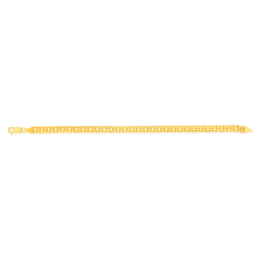 9ct Yellow Gold Silverfilled Double Conclave 120 Gauge Curb 21cm Bracelet - Image 2