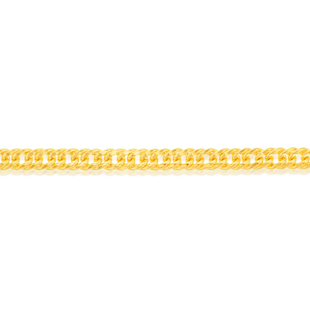 9ct Yellow Gold Silverfilled Double Conclave 120 Gauge Curb 21cm Bracelet - Image 3
