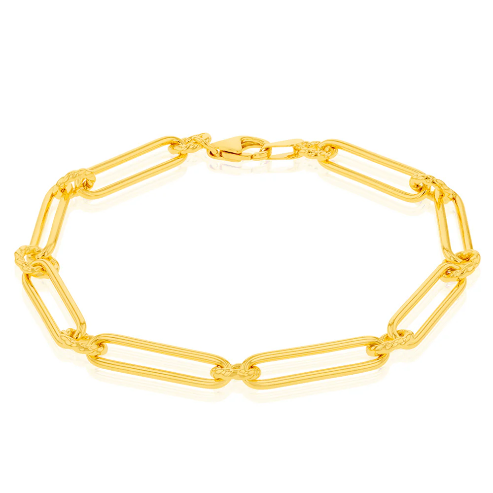 9ct Yellow Gold Silverfilled Fancy 19cm Bracelet