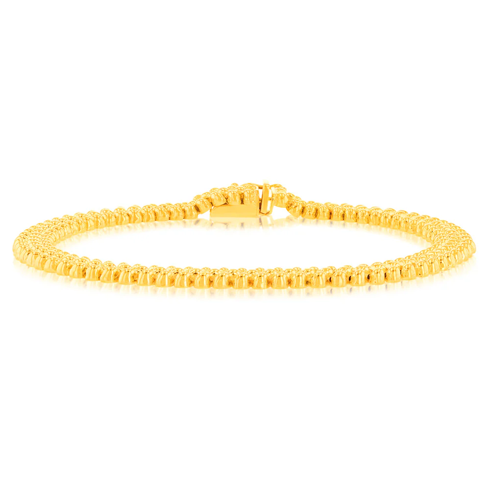9ct Yellow Gold Silverfilled Fancy 19cm Bracelet