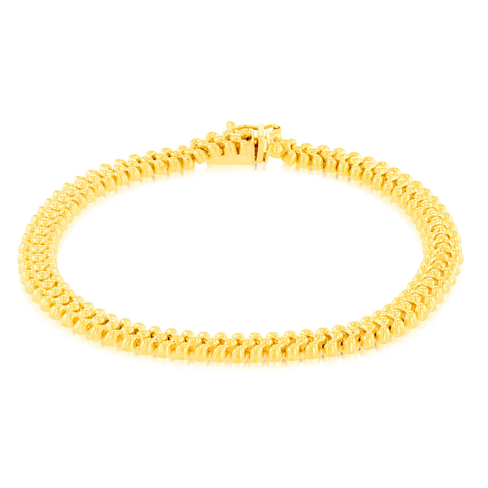 9ct Yellow Gold Silverfilled Fancy 19cm Bracelet - Image 3