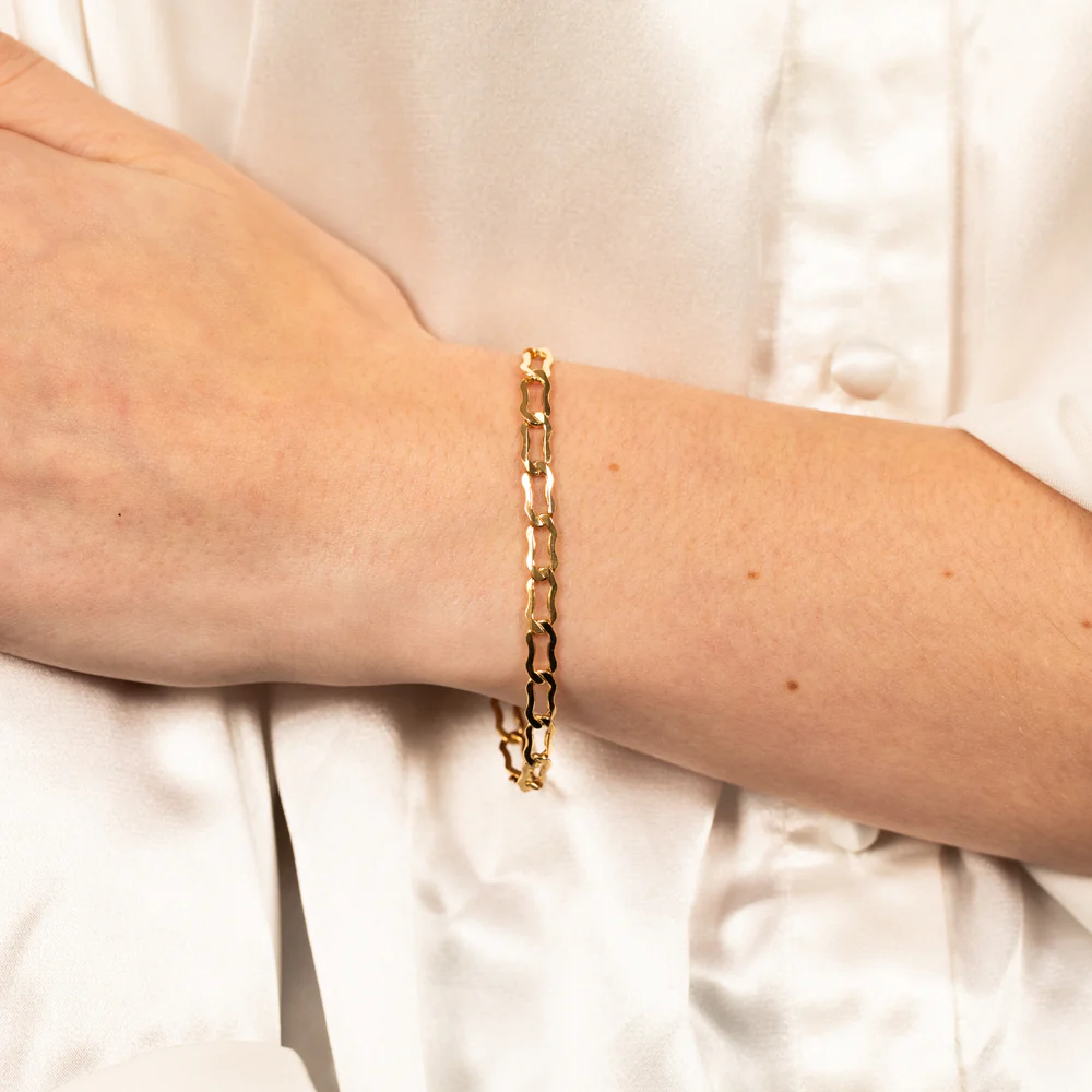 9ct Yellow Gold Silverfilled Fancy 19cm Bracelet - Image 3