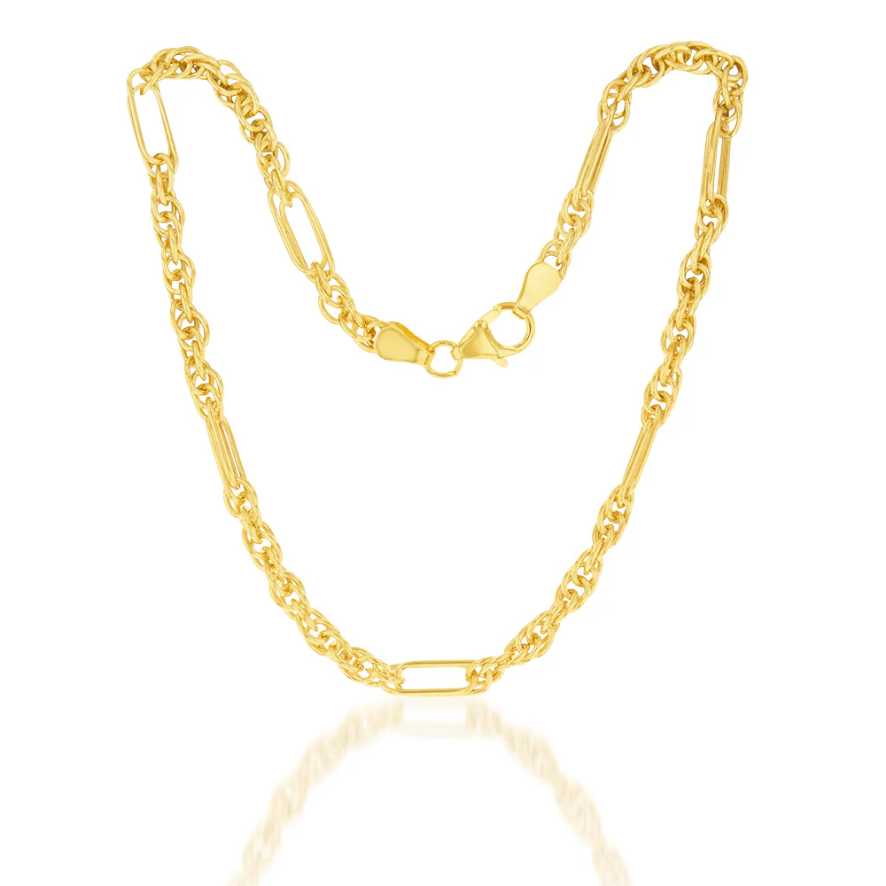 9ct Yellow Gold Silverfilled Fancy 27cm Anklet