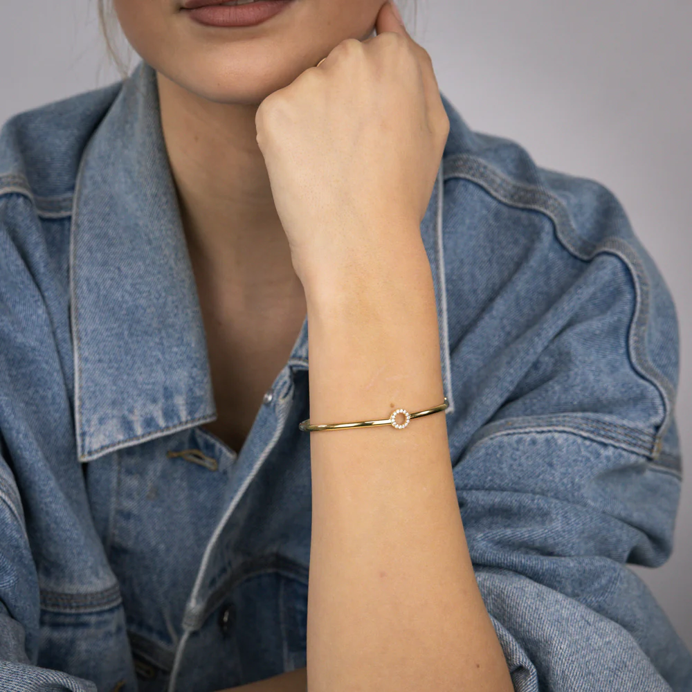 9ct Yellow Gold Silverfilled Fancy Bangle - Image 2