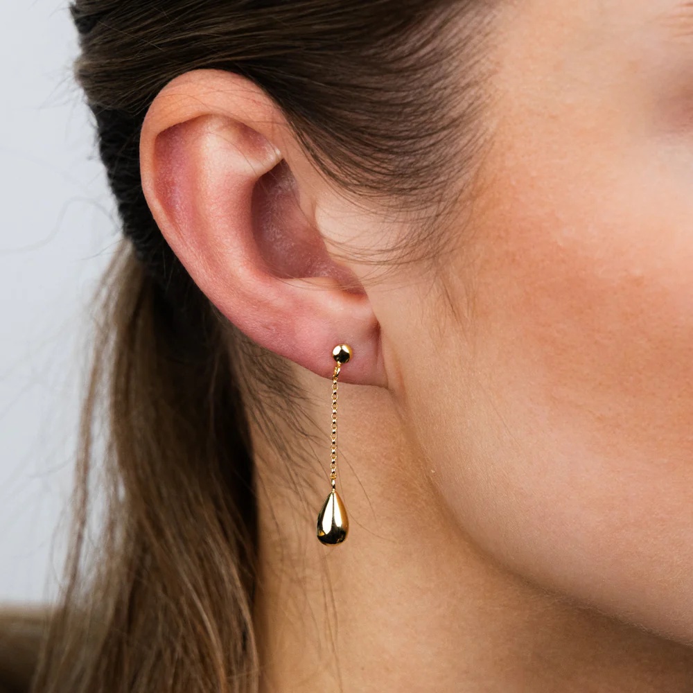 9ct Yellow Gold Silverfilled Fancy Tear Drop Stud Earrings - Image 2