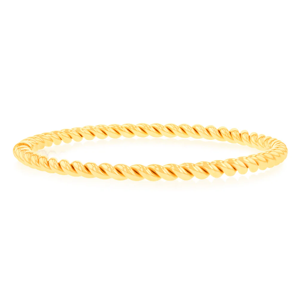 9ct Yellow Gold Silverfilled Fancy Twisted Bangle