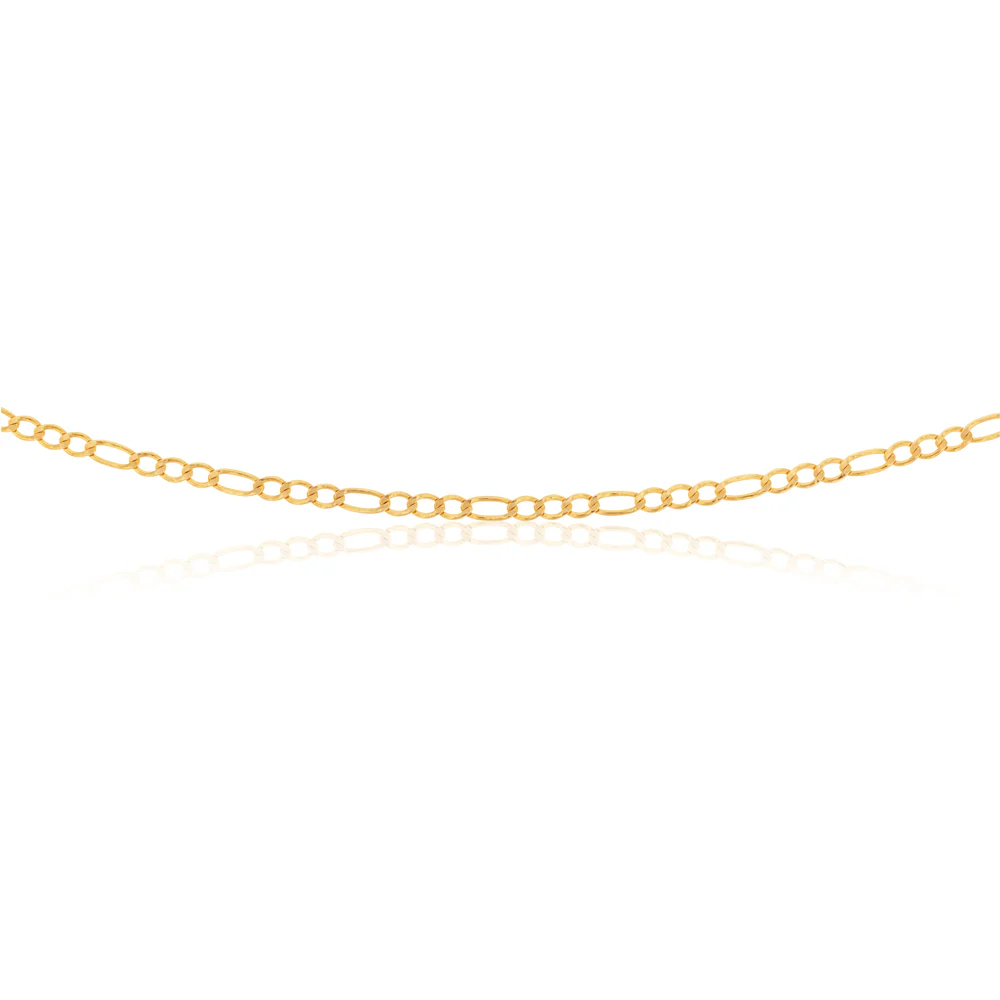 9ct Yellow Gold Silverfilled Figaro 3:1 45cm Chain - Image 3