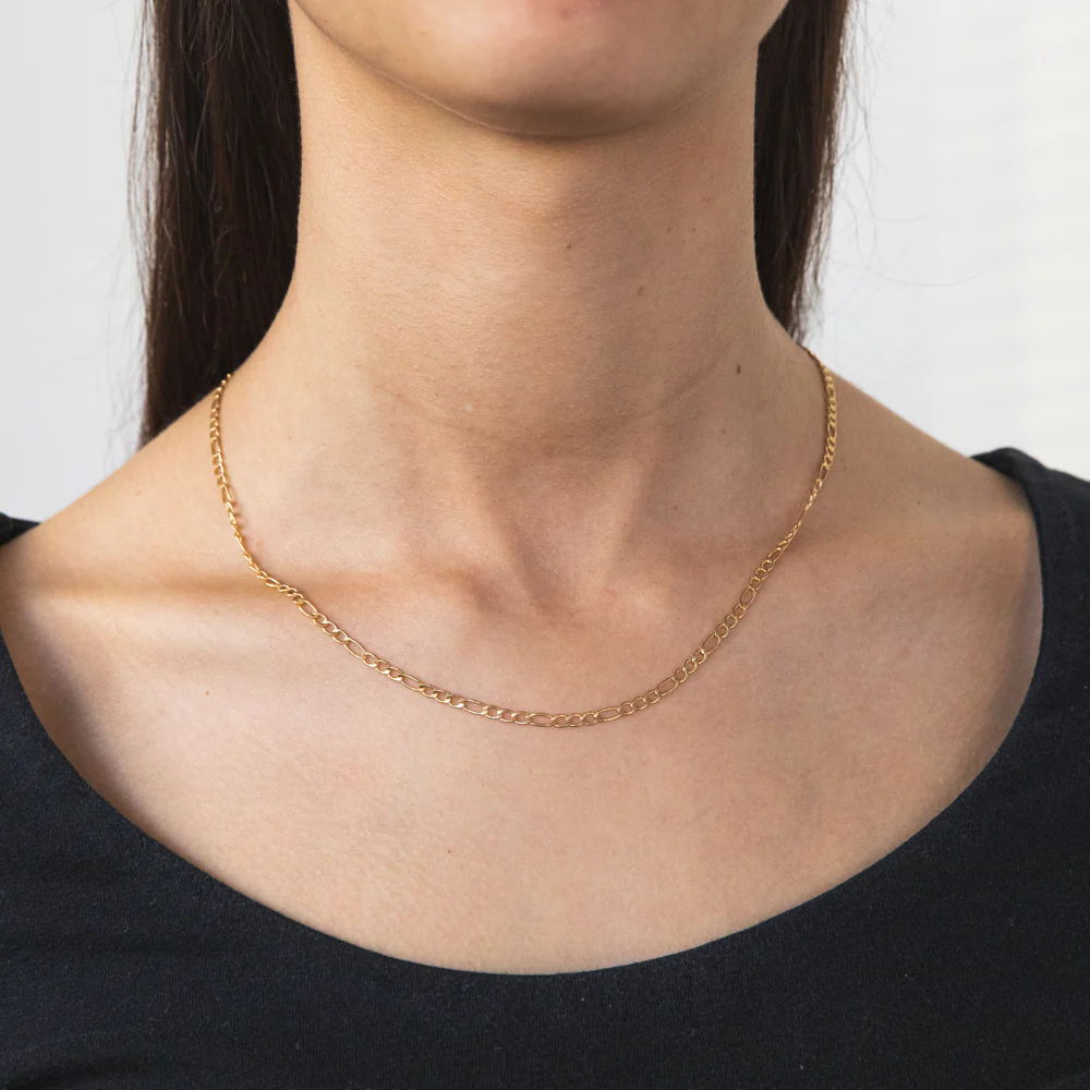 9ct Yellow Gold Silverfilled Figaro 3:1 45cm Chain - Image 4