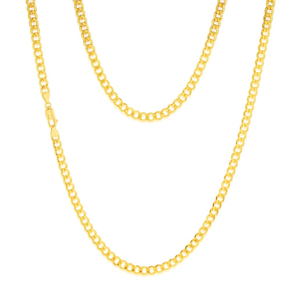 9ct Yellow Gold Silverfilled Flat Curb 120Gauge 60cm Chain