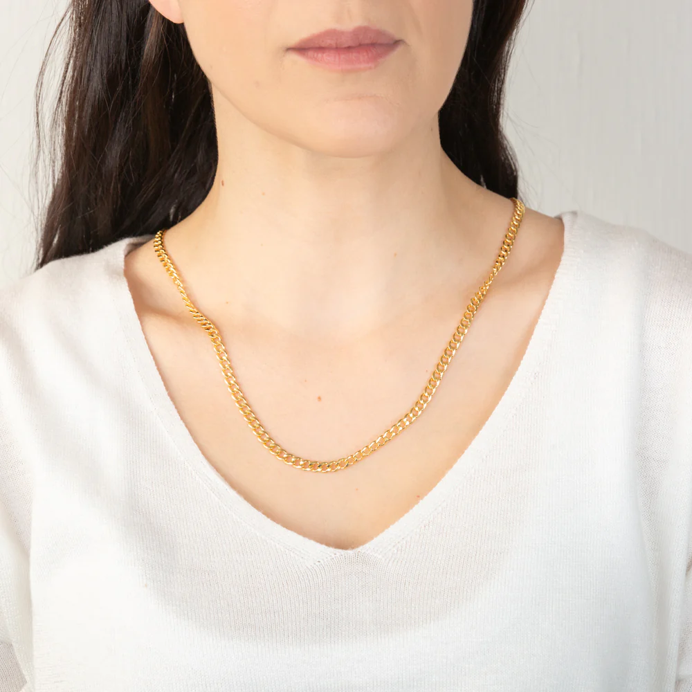 9ct Yellow Gold Silverfilled Flat Curb 120Gauge 60cm Chain - Image 3