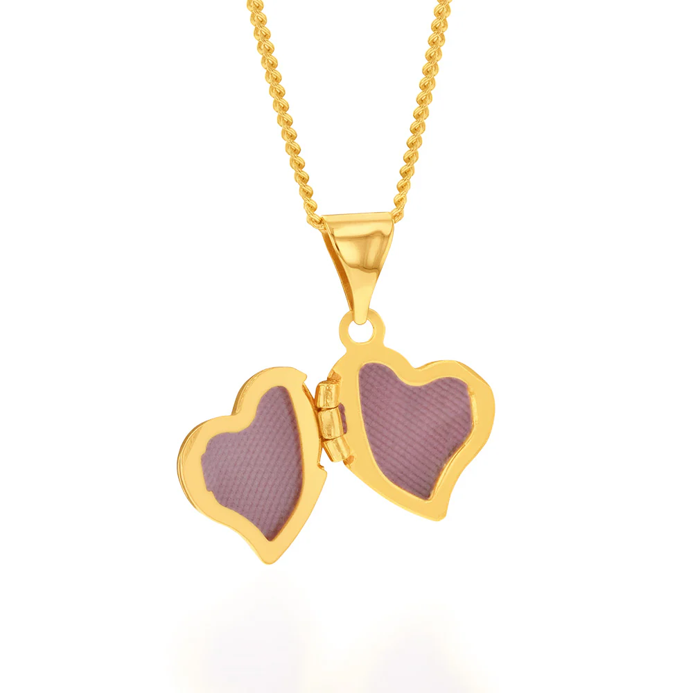 9ct Yellow Gold Silverfilled Heart Locket Pendant - Image 2