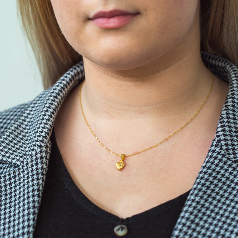 9ct Yellow Gold Silverfilled Heart Pendant on Chain 45cm - Image 2