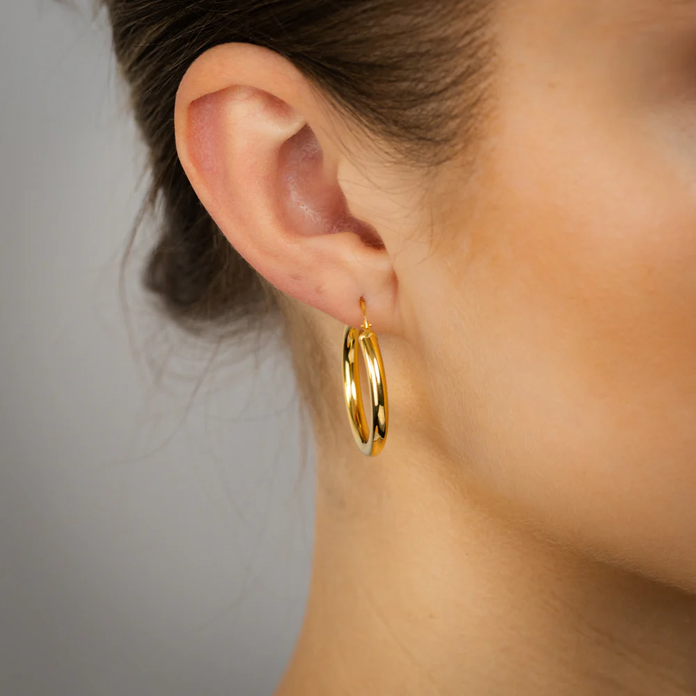 9ct Yellow Gold Silverfilled Hollow 20mm Hoop Earrings - Image 2