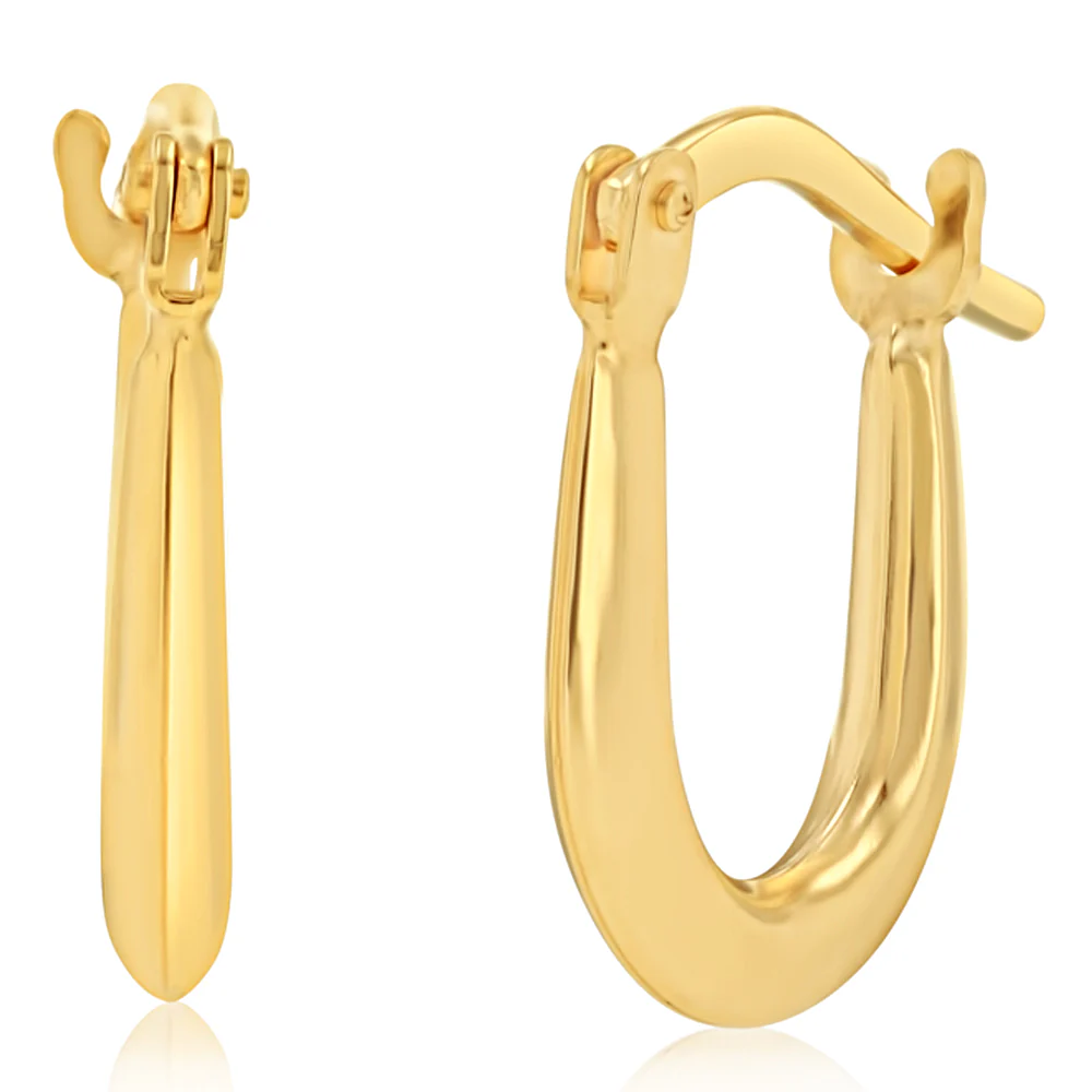 9ct Yellow Gold Silverfilled Horseshoe Hoop Earrings - Image 2