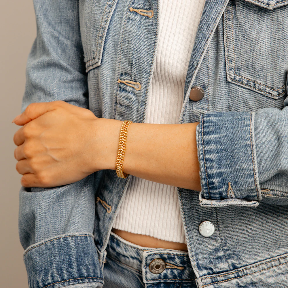 9ct Yellow Gold Silverfilled Mesh 100 Gauge 19cm Bracelet - Image 4