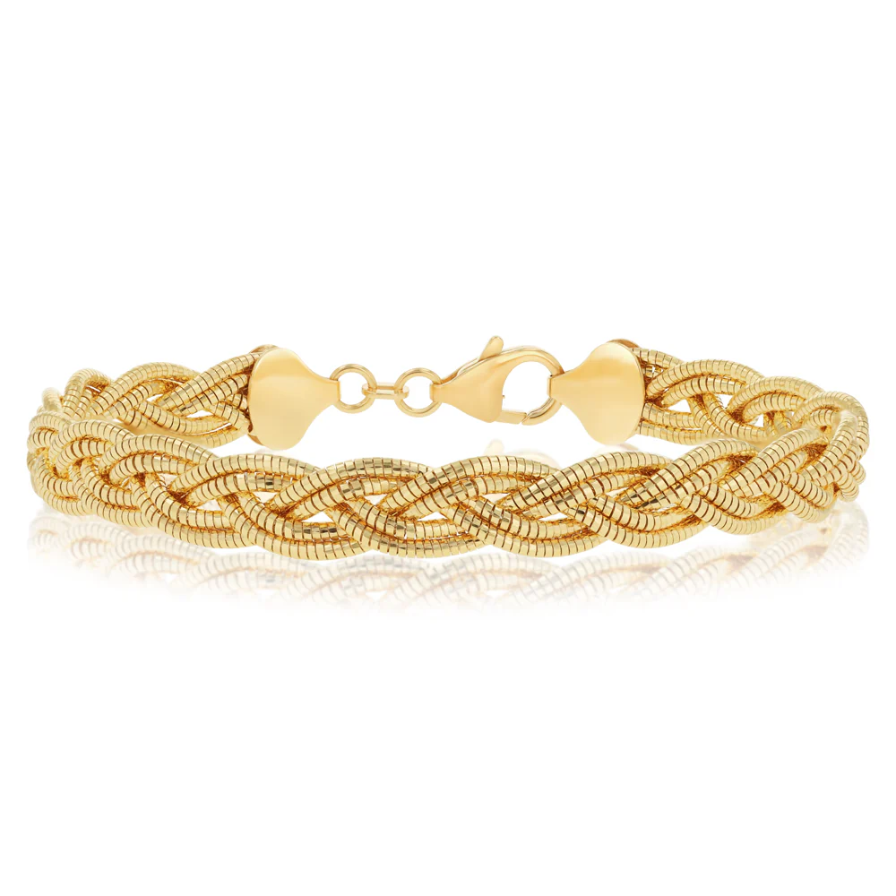 9ct Yellow Gold Silverfilled Multi Strand Braided Bracelet