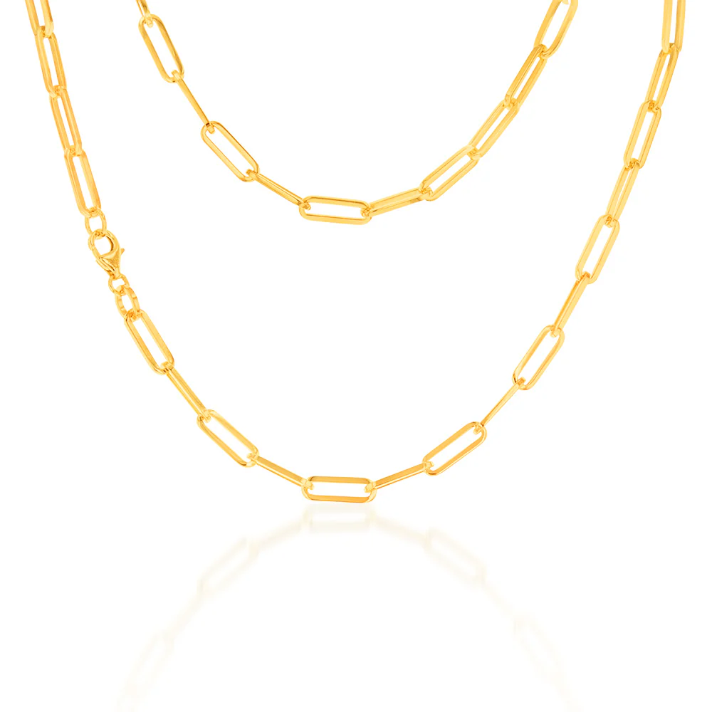 9ct Yellow Gold Silverfilled Paperclip 45cm Chain