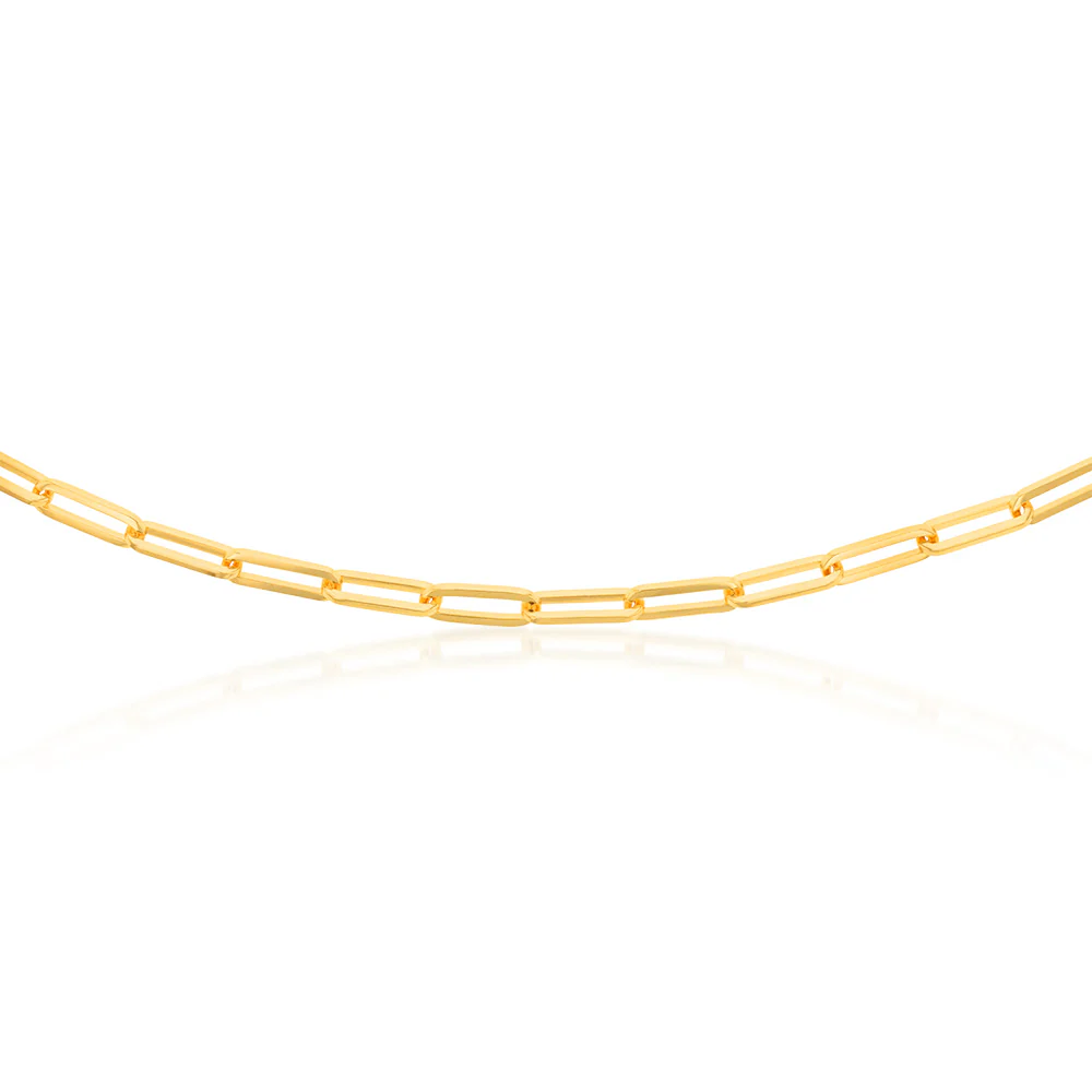 9ct Yellow Gold Silverfilled Paperclip 45cm Chain - Image 2