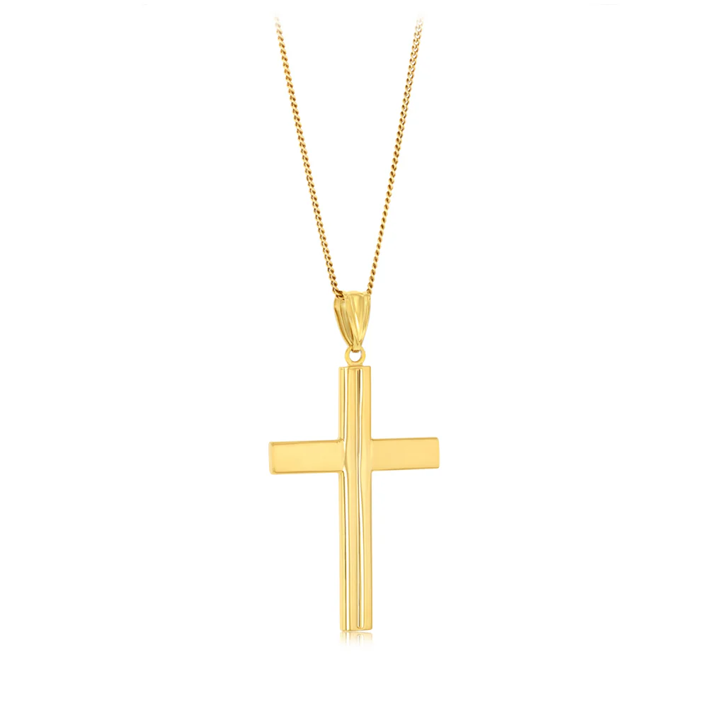 9ct Yellow Gold Silverfilled Plain Cross Pendant