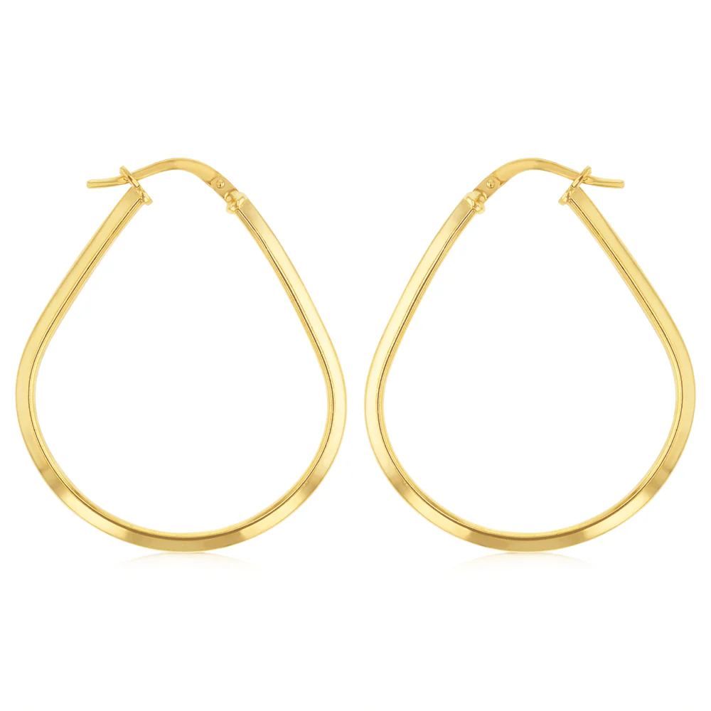 9ct Yellow Gold Silverfilled Plain Round Hoop Earrings