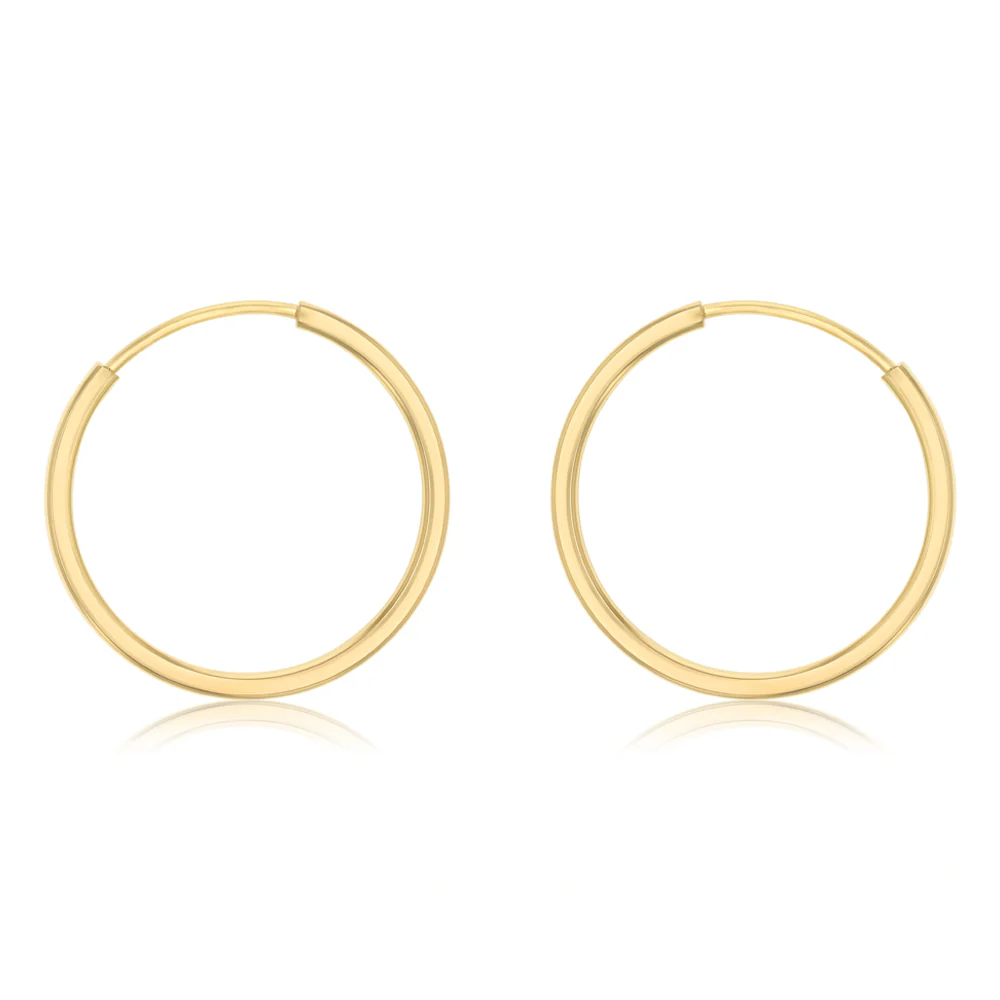 9ct Yellow Gold Silverfilled Plain Sleeper Earrings