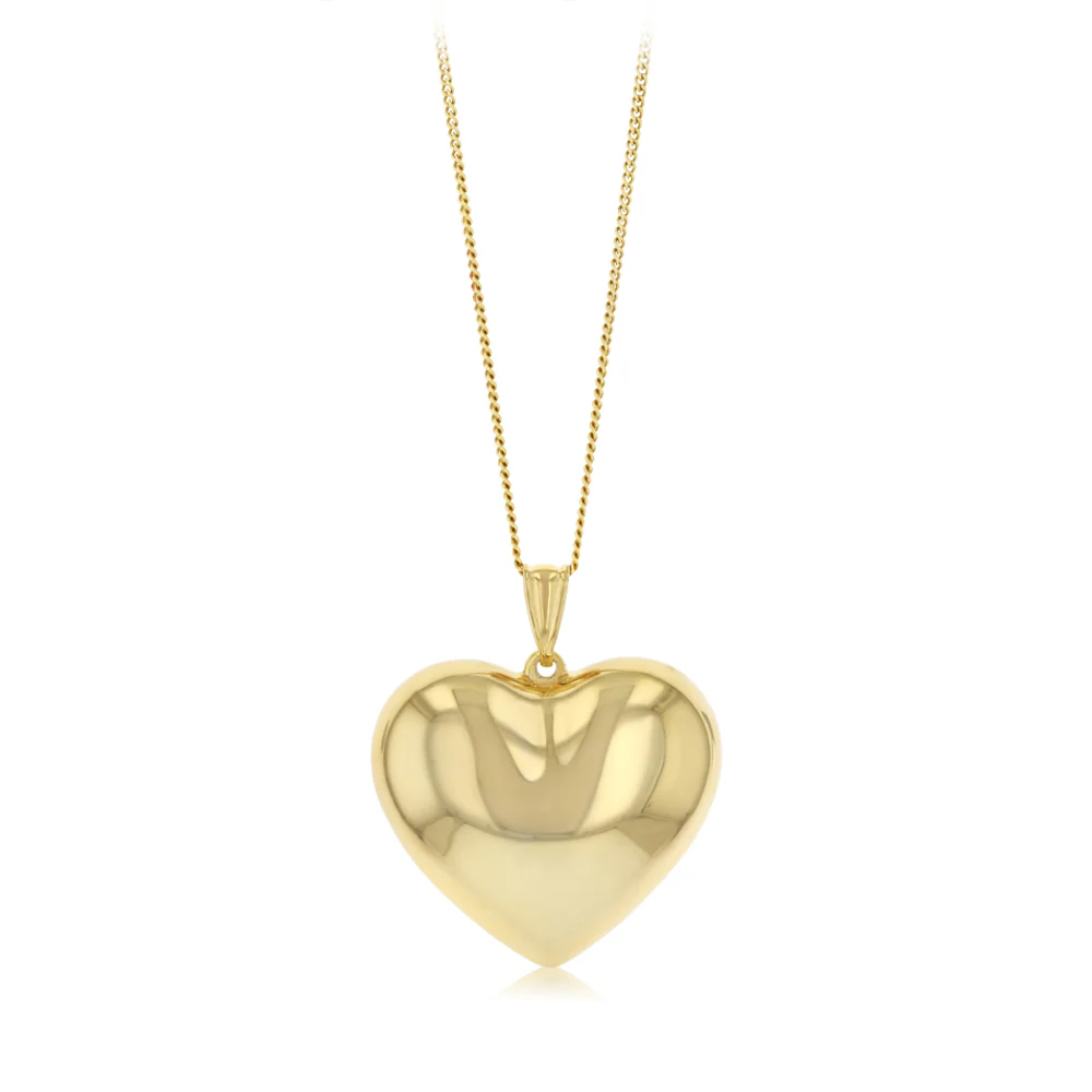 9ct Yellow Gold Silverfilled Polished Puffed Heart Pendant