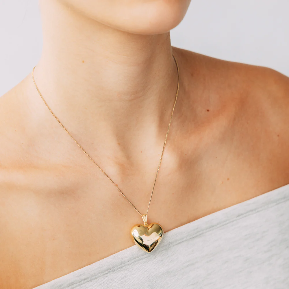 9ct Yellow Gold Silverfilled Polished Puffed Heart Pendant - Image 2
