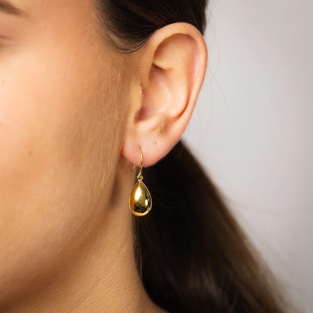 9ct Yellow Gold Silverfilled Polished Teardrop Hook Earrings - Image 2