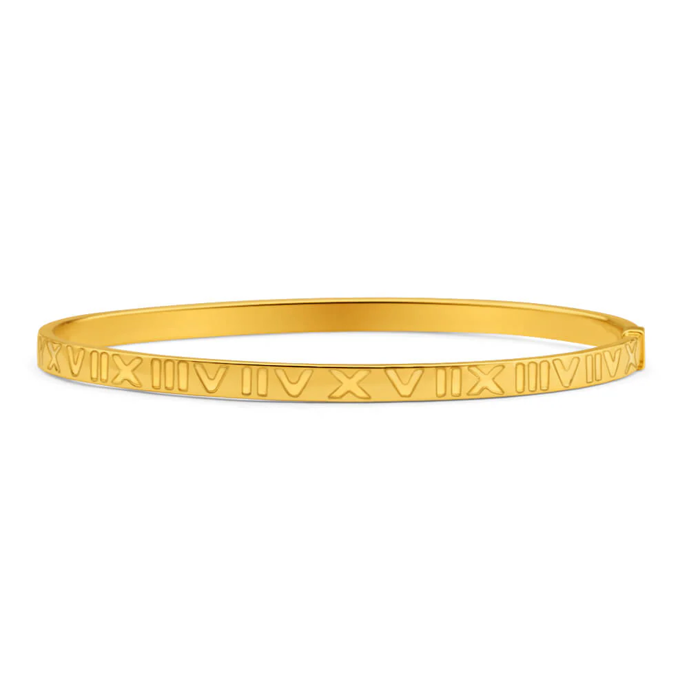 9ct Yellow Gold Silverfilled Roman Numeral Bangle