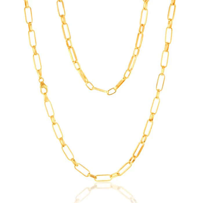 9ct Yellow Gold Silverfilled Small 1+1 Paperclip 45cm Chain