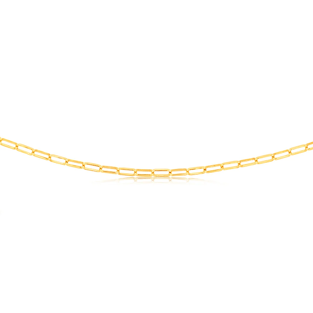 9ct Yellow Gold Silverfilled Small Paperclip 70cm Chain - Image 2