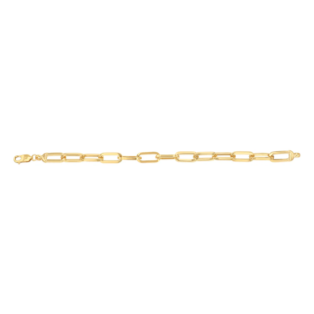 9ct Yellow Gold Silverfilled Solid Paperclip 20cm Bracelet - Image 2